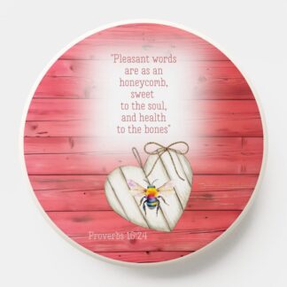 Custom Christian Pop Socket with inspirational faux red wood, heart, rainbow bee and scripture motif