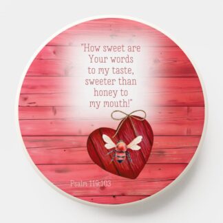 Custom Christian Pop Socket with inspirational faux red wood, heart, orange bee and scripture design