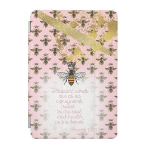 Girly Custom iPad Smart Christian cover with pink, bee matrix, gold accent, queen bee and scripture design